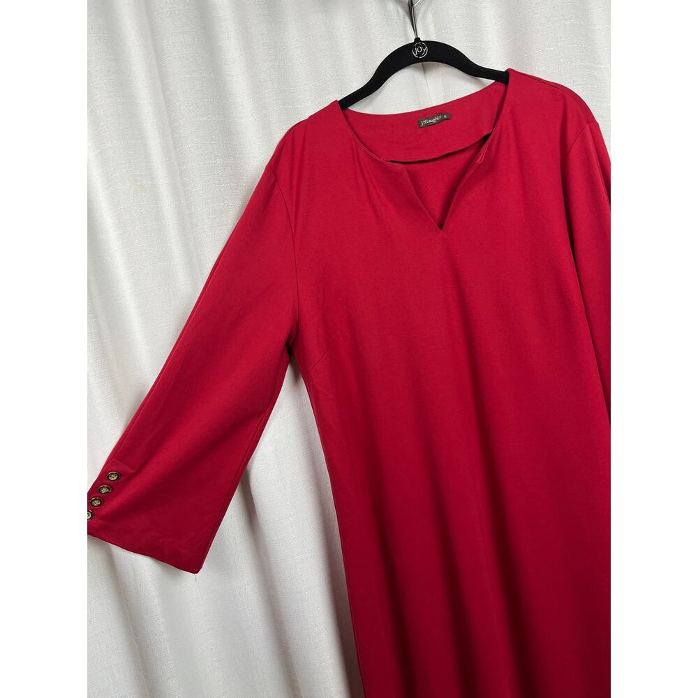 J.McLaughlin Red Ofelia Catalina Cloth Shift Midi Dress Sz.XL - Picture 6 of 12